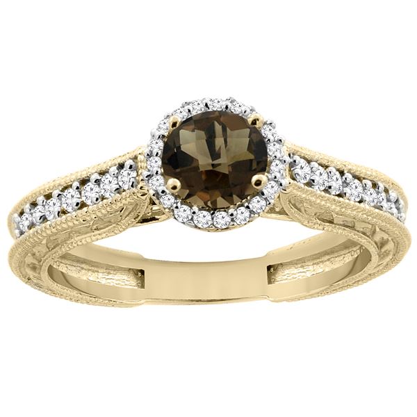 1.24 CTW Quartz & Diamond Ring 14K Yellow Gold - REF-57A4X