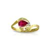 Image 1 : Genuine 0.51 ctw Ruby & Diamond Ring 14KT Yellow Gold - REF-28W3Y