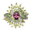 Image 1 : Natural Rhodolite Garnet & Peridot Ring