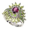 Image 2 : Natural Rhodolite Garnet & Peridot Ring