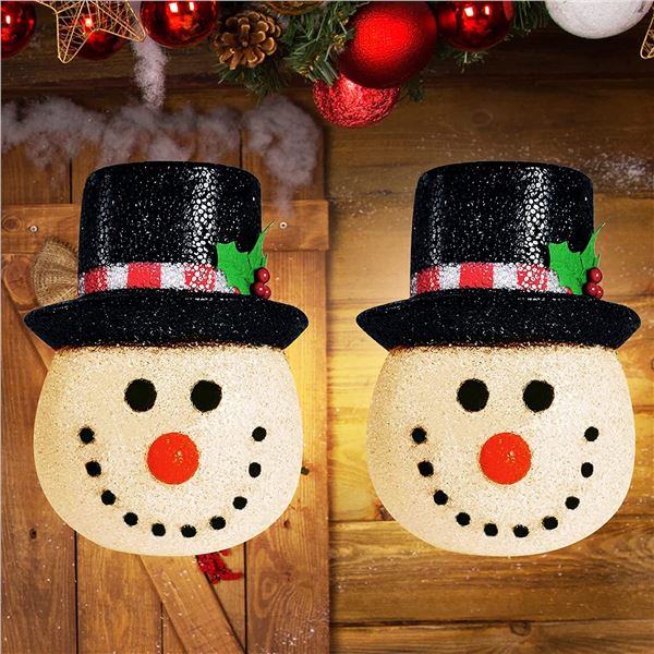 NEW PACK OF 2 SNOWMAN PORCH LIGHT DECORATIONS