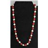 Image 1 : #261-FRESH WATER PEARL & RED JADE BEAD NECKLACE