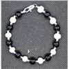 Image 1 : #292-NATURAL BLACK AGATE&FRESH WATER PEARL BRACELE