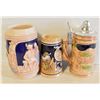 Image 1 : 3 X GERMAN BEER STEINS DECORATED HAND PAINTED