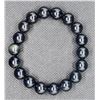 Image 1 : #76-NATURAL BLACK OBSIDAN BEAD BRACELET 10MM/7.5"