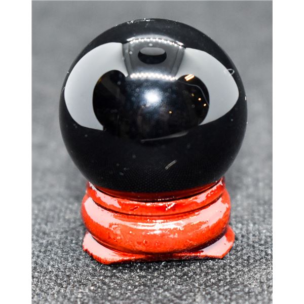 #1-NATURAL BLACK OBSIDIAN SPHERE BALL , STAND 29.5