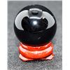 Image 1 : #1-NATURAL BLACK OBSIDIAN SPHERE BALL , STAND 29.5