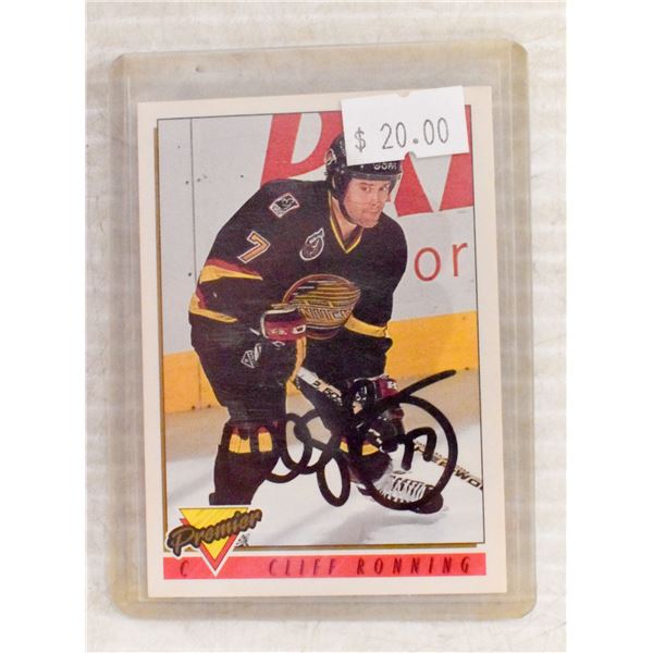 1994 CLIFF RONNING AUTOGRAPHED HOCKEY CARD