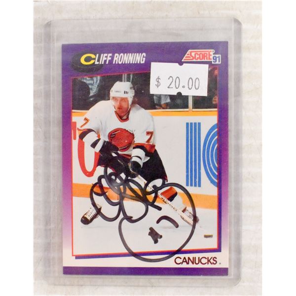 1992 CLIFF RONNING AUTOGRAPHED CARD