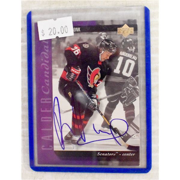 1996 RADEK BONK AUTOGRAPHED CARD