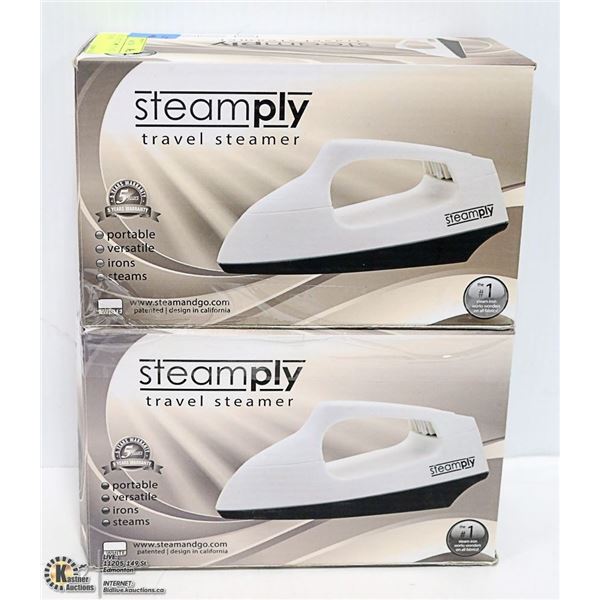 LOT OF 2 NEW STEAMPLY WHITE TRAVEL STEAMERS