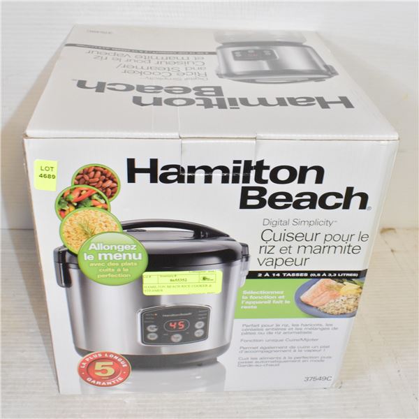 HAMILTON BEACH RICE COOKER & STEAMER