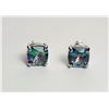 Image 1 : 22)  MYSTIC TOPAZ CZ STUD EARRINGS WITH A SILVER