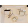 VINTAGE MOTHER OF PEARL CUFFLINKS AND TIE CLIP