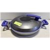 BLUE FLAVORSTONE GRILL PAN W/ ERGONOMIC HANDLE ON