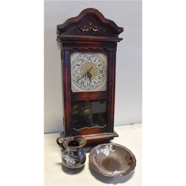 VICTORIAN STYLE WALL MOUNT CLOCK W/ POTTERY