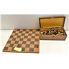 Image 1 : CHESS BOARD W/ANTIQUE CARVED CHESS PIECES IN WOOD