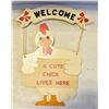 VINTAGE "CUTE CHICK" WOOD WALL HANGING