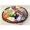 Image 1 : WICKER BASKET OF BEAUTY + BATH PRODUCTS