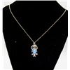 Image 1 : SILVER OWL NECKLACE W/ AQUAMARINE STONE + RED