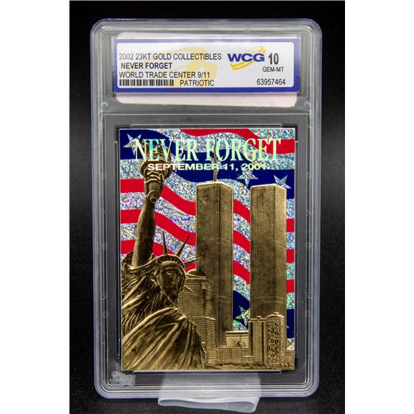 23 KARAT GOLD FOIL NEVER FORGET 911 CARD