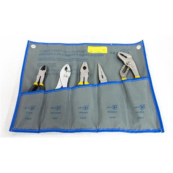 PLIERS SET, 5 PIECE, HEAVY DUTY & CARRY CASE