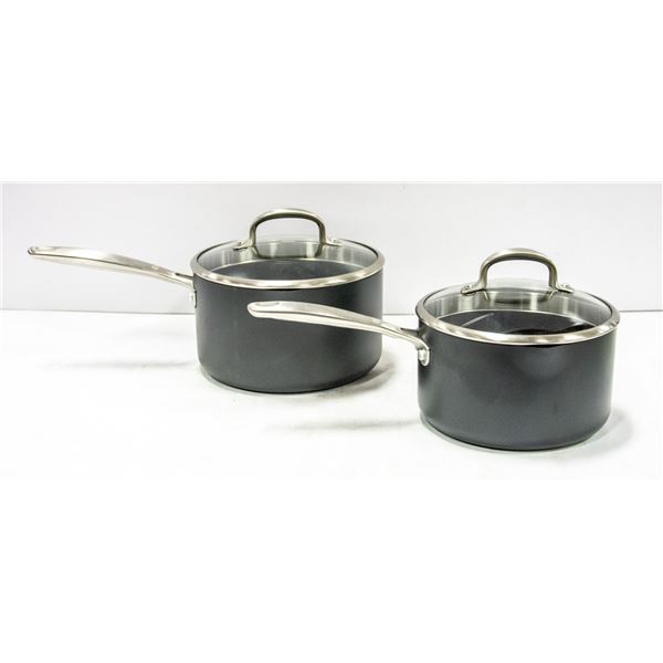 OXO HARD ANODIZED 4 PC SAUCEPAN SET, UNUSED