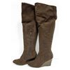 Image 1 : NEW KNEE-HIGH DARK BROWN WEDGE-SOLE