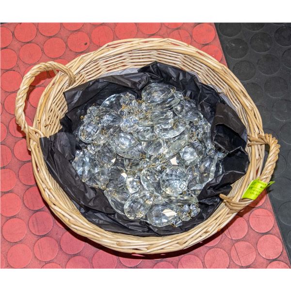 BASKET WITH MOSTLY CRYSTAL TEARDROPS, SOME