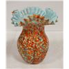 Image 1 : LARGE ORANGE AND BLUE MURANO WAVY-TOP VASE
