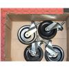 Image 1 : 4" SWIVEL WHEELS. 2 PAIRS. APPROX. 3,/8" BOLT SH
