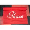 Image 1 : PAIR OF RED FABRIC PEACE AND LOVE BANNERS