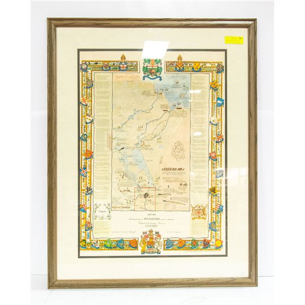 FRAMED HISTORICAL MAP OF MANITOBA 1779-1979