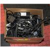 Image 1 : BOX OF POWER CORDS, POWER SUPPLIES 12/110V