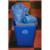 Image 1 : 21 INCH TALL BLUE RECYCLE BIN, 21 INCH TALL