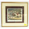 Image 1 : FRAMED HUNTSMEN PICTURE APPROX 32" X 33"