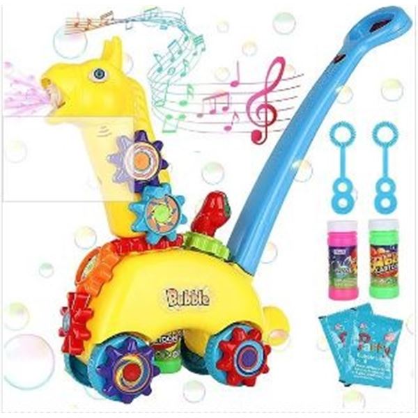 NEW GIRAFFE BUBBLE MACHINE TROLLEY W/ MUSIC & LED