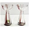 Image 1 : PAIR OF CHALET ART GLASS CANDLE HOLDERS 8" TALL