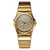 NEW LADIES ROUND SHAPED GOLD TONE CRYSTAL WATCH