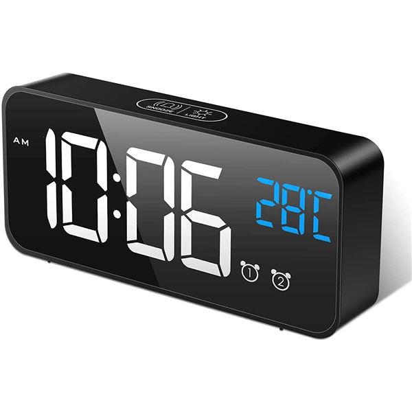 NEW MIRRORED LED DIGITAL ALARM CLOCK WITH