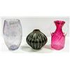 LOT OF 3 VARIOUS DECOR VASES