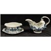 Image 1 : PAIR OF BLUE + WHITE DANUBE JAPAN GRAVY BOATS