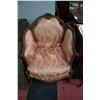 ANTIQUE WOOD CARVED PINK UPHOLSTERED CHAIR