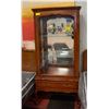 Image 1 : VINTAGE SOLID WOOD DISPLAY CABINET H-65" W-14"