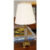 Image 1 : VINTAGE BRASS AND GLASS TABLE LAMP 38" TALL