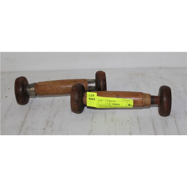 ANITIQUE 1890-1900 CAST/WOOD DUMBELLS