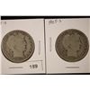 Image 1 : 2-1905-S SILVER BARBER HALF DOLLARS