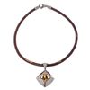 Image 1 : Bvlgari Brown Leather Pyramide Pendant