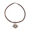 Image 2 : Bvlgari Brown Leather Pyramide Pendant