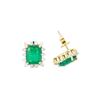 Image 2 : 4.18 ctw Emerald and Diamond Earrings - 18KT Yellow Gold